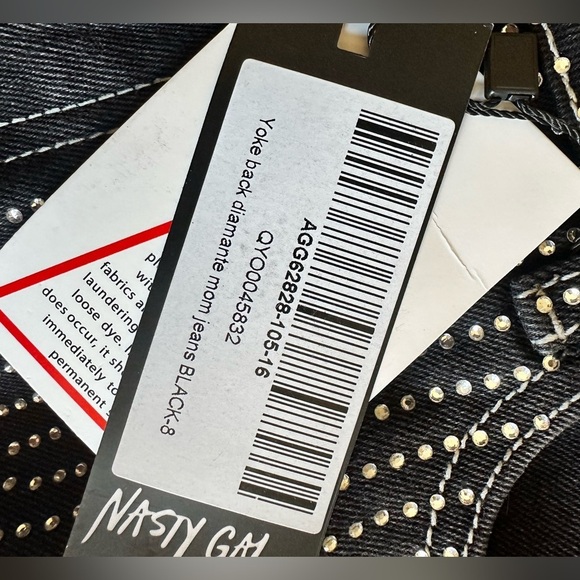 Nasty Gal rhinestone dark wash mom jeans, size 4 - Picture 9 of 10